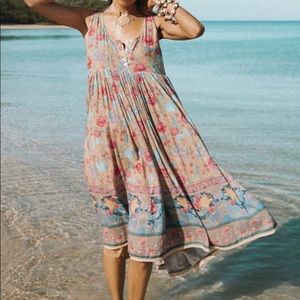 Spell Seashell Babydoll Midi Dress - Opal